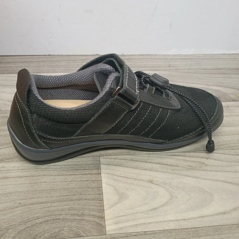 Orthofeet Breeze 835 Shoes Women's 8 EE 2E Wide Black Leather Walking Sneakers